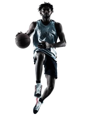 Basketbol oyuncu izole adam siluet gölge