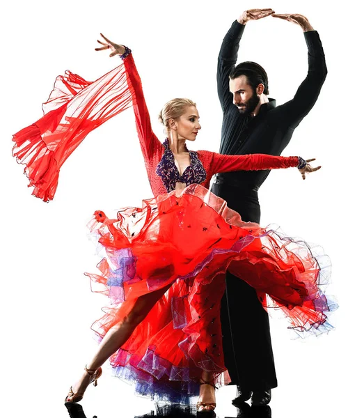 Man kvinna par ballroom tango salsa dansare dansar siluett Stockbild
