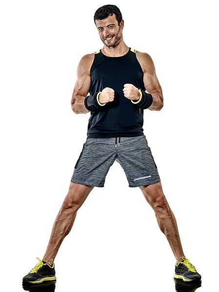 Fitness man cardio boxing exercícios isolados — Fotografia de Stock