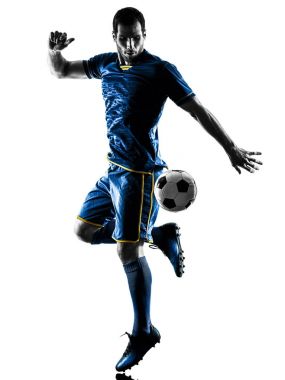 Futbol oyuncu adam siluet izole