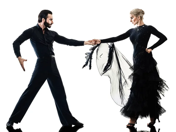 Homem mulher casal salão tango salsa dançarina dança silhueta — Fotografia de Stock
