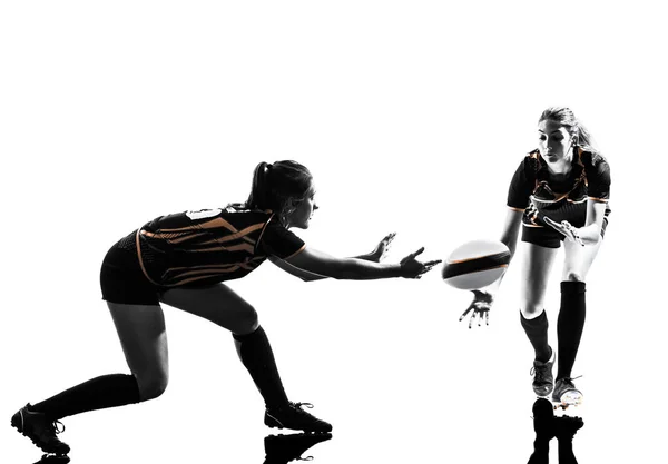 Rugby vrouwen spelers silhouet — Stockfoto