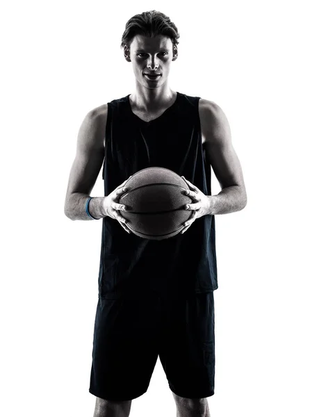 Basketballer Mann isoliert Silhouette Schatten — Stockfoto