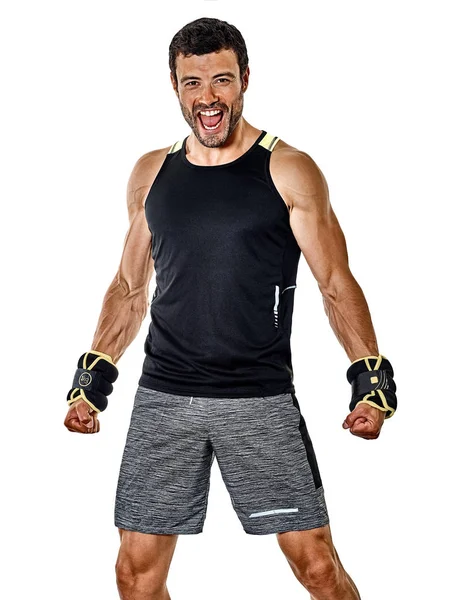 Fitness man cardio boxing exercícios isolados — Fotografia de Stock