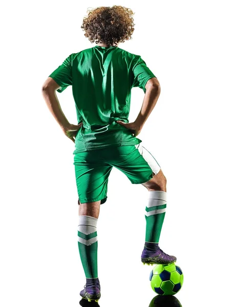Giovane adolescente calciatore uomo silhouette isolato — Foto Stock