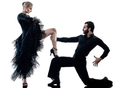 adam kadın çift balo salonu tango salsa dansçısı siluet dans