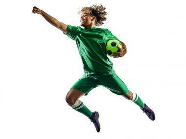 genç genç futbol oyuncu adam siluet izole kutlama