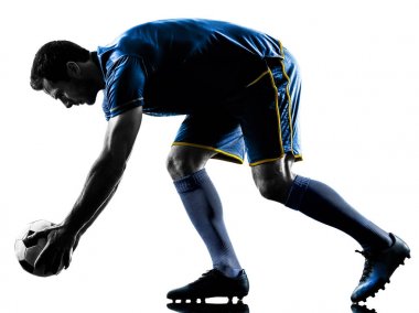 Futbol oyuncu adam siluet izole