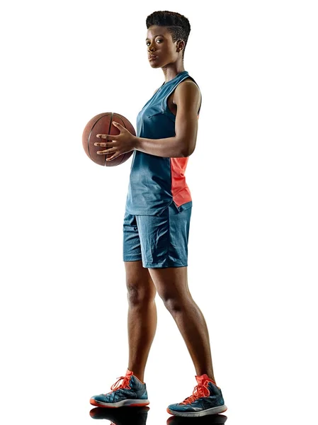 Pemain basket wanita remaja gadis bayangan terisolasi — Stok Foto