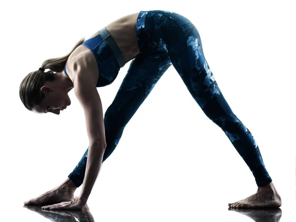 Femme fitness Yoga excercise silhouette — Photo