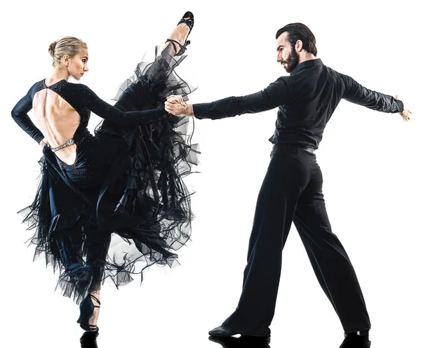 Adam kadın çift balo salonu tango salsa dansçısı siluet dans — Stok fotoğraf