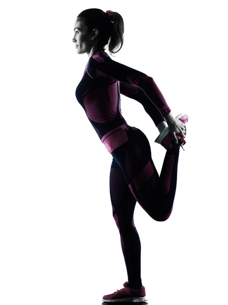 Donna corridore corsa jogger jogging ombra silhouette isolata — Foto Stock