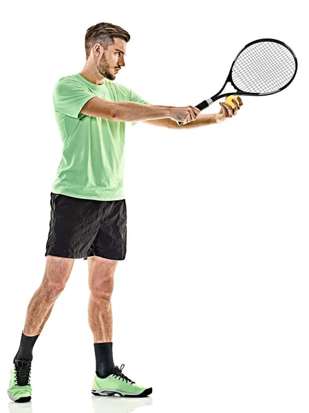 Servizio giocatore di tennis che serve l'uomo isolato — Foto Stock