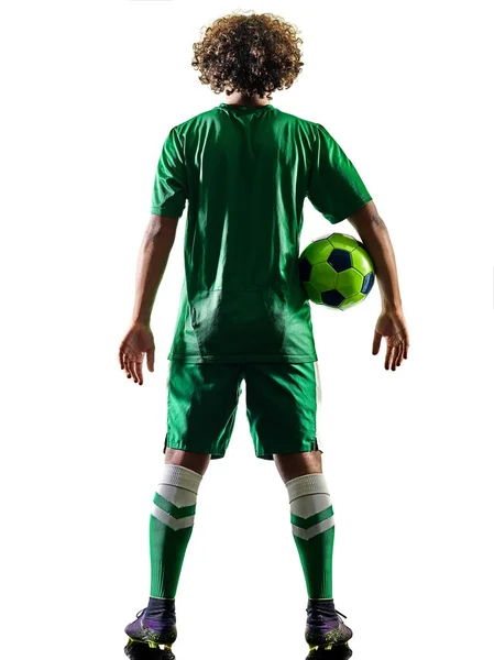 Jonge tiener voetbal speler man silhouet geïsoleerd — Stockfoto