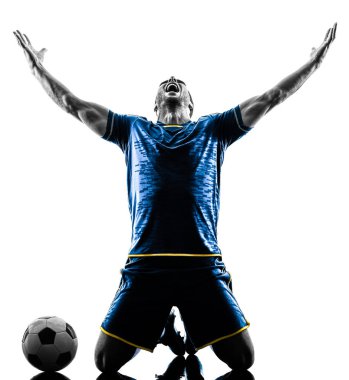 soccer player man happy celebration silhouette isolated clipart