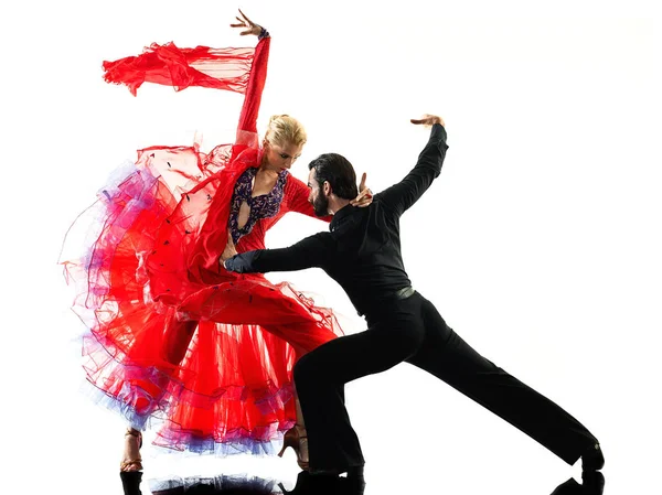 Man kvinna par ballroom tango salsa dansare dansar siluett — Stockfoto