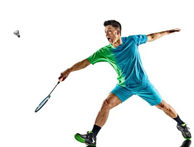 Asya badminton oyuncu adam izole