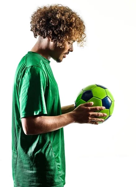 Jeune adolescent footballeur homme silhouette isolé — Photo