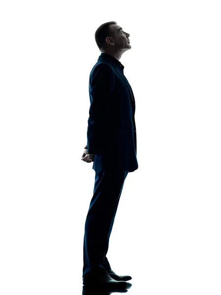 Izole iş adam ayakta siluet — Stok fotoğraf