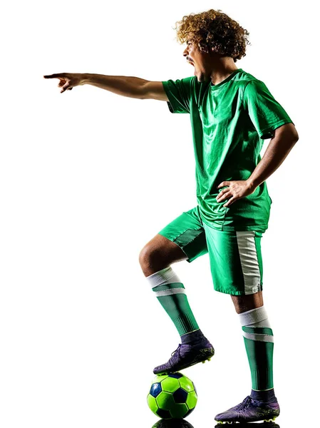 Jeune adolescent footballeur homme silhouette isolé — Photo