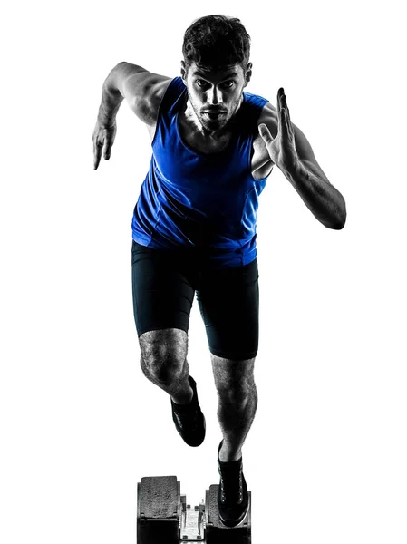 Löpare sprinter kör tävlar i friidrott man silhuetten isola — Stockfoto