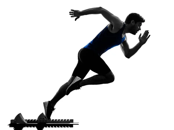 Corridore velocista corsa sprint atletica uomo silhouette isola — Foto Stock