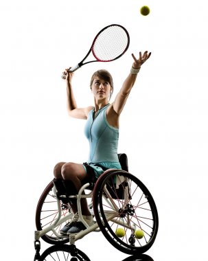 Genç özürlü tenis oyuncu kadın welchair spor izole si