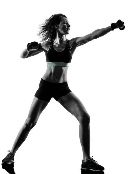 Cardio boxeo cross core entrenamiento fitness ejercicio aeróbic mujer — Foto de Stock