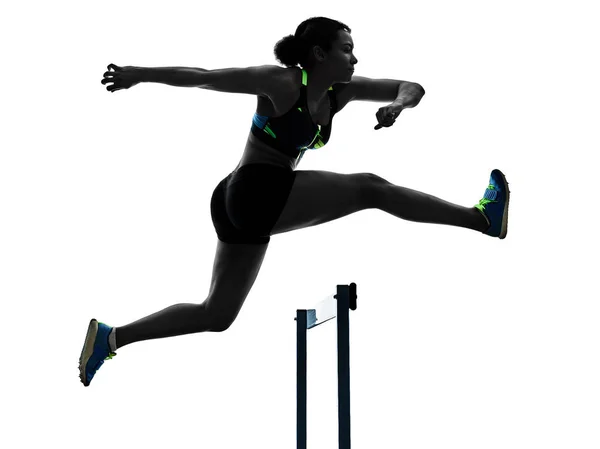 Afrikaanse loper actief atleet hordelopen vrouw geïsoleerde Wit ba — Stockfoto