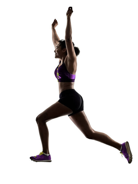 african runner running sprinter sprinting woman isolated white b