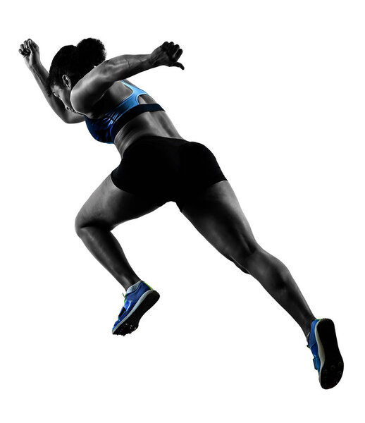 african runner running sprinter sprinting woman isolated white b