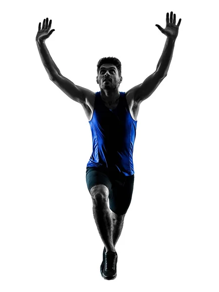 Sprinter běžec běží sprintovat atletický muž silueta isola — Stock fotografie