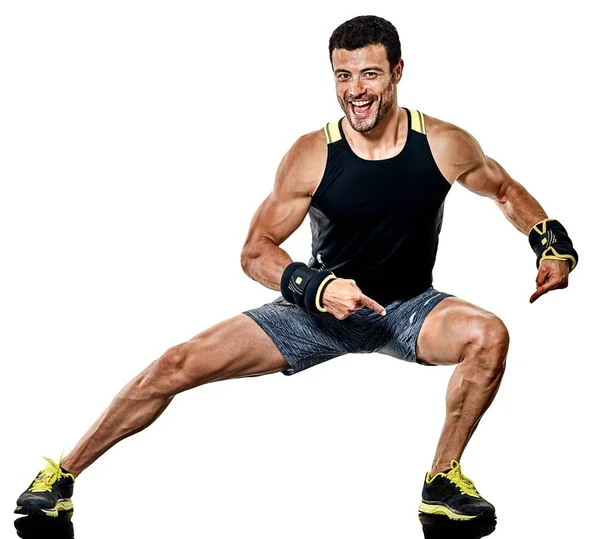Ο άνθρωπος cardio πυγμαχία ασκήσεις γυμναστικής απομονωμένες — Φωτογραφία Αρχείου