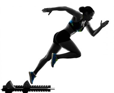 Afrika runner sprinter koşu kadın çalışan beyaz b izole