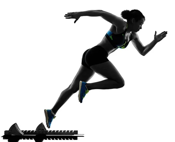 African runner running sprinter sprinting woman isolated white b — Stock Photo, Image