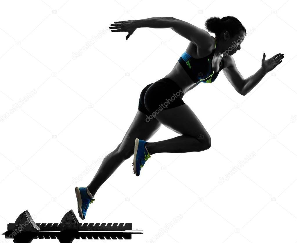 african runner running sprinter sprinting woman isolated white b