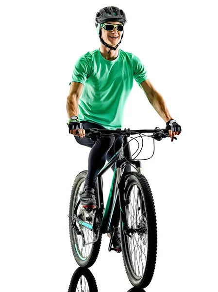 Tenager Junge Mountainbike backt isolierte Schatten — Stockfoto