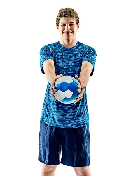 Jogador de handebol adolescente menino isolado — Fotografia de Stock