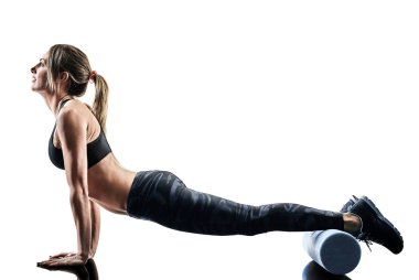 kadın pilates fitness köpük rulo egzersizleri izole siluet