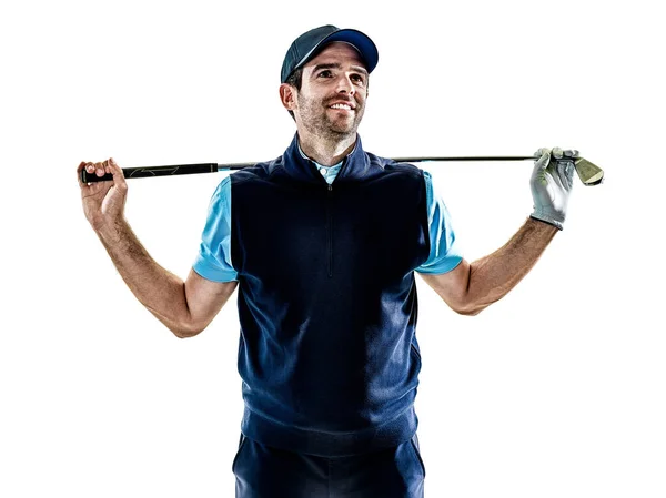 Uomo golfista golf isolato withe sfondo — Foto Stock