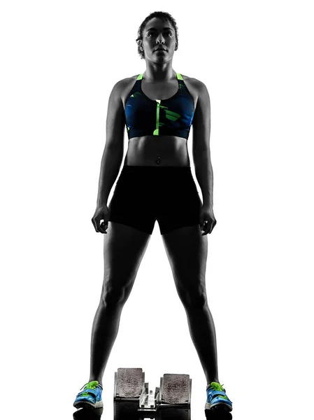 Africano corredor corriendo sprinter sprinting mujer aislado blanco b — Foto de Stock