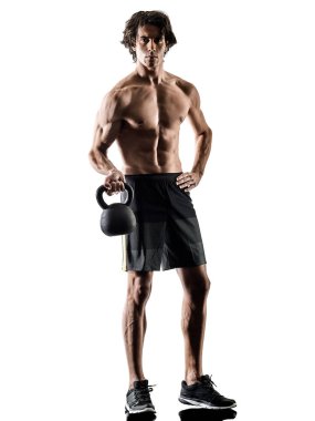 izole siluet beyaz adam fitness weitghs eğitim egzersizleri