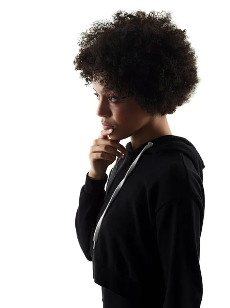 Ung tonåring tjej kvinna skugga tänkande siluett isolerade — Stockfoto