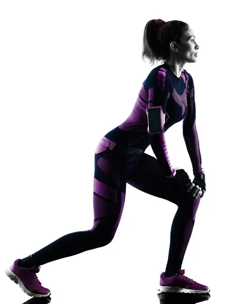 Femme coureur jogger jogging isolé silhouette ombre — Photo