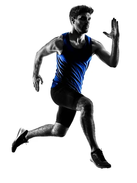 Loper sprinter met sprinten Atletiek man silhouet isola — Stockfoto