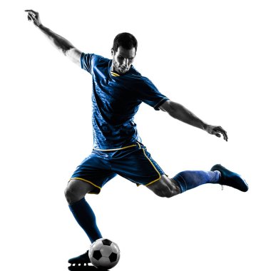 Futbol oyuncu adam izole siluet tekme 