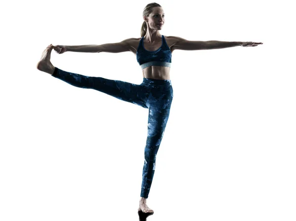 Γυναίκα fitness Yoga ασκήσεις σιλουέτα — Φωτογραφία Αρχείου
