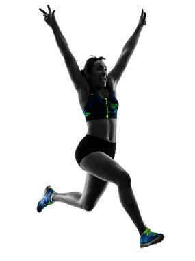 Afrika runner sprinter koşu kadın çalışan beyaz b izole