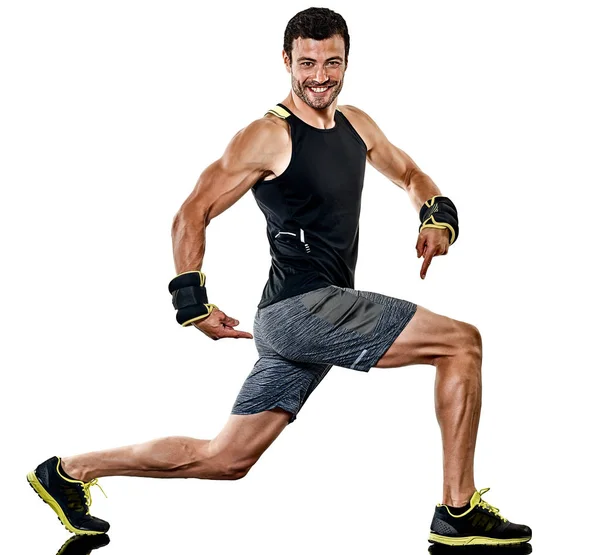 Boks ćwiczeń cardio z fitness mężczyzna na białym tle — Zdjęcie stockowe