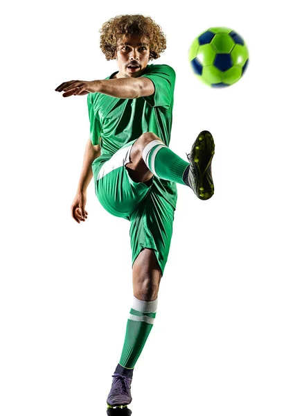10 代の若いサッカー プレーヤー男シルエット分離 — ストック写真